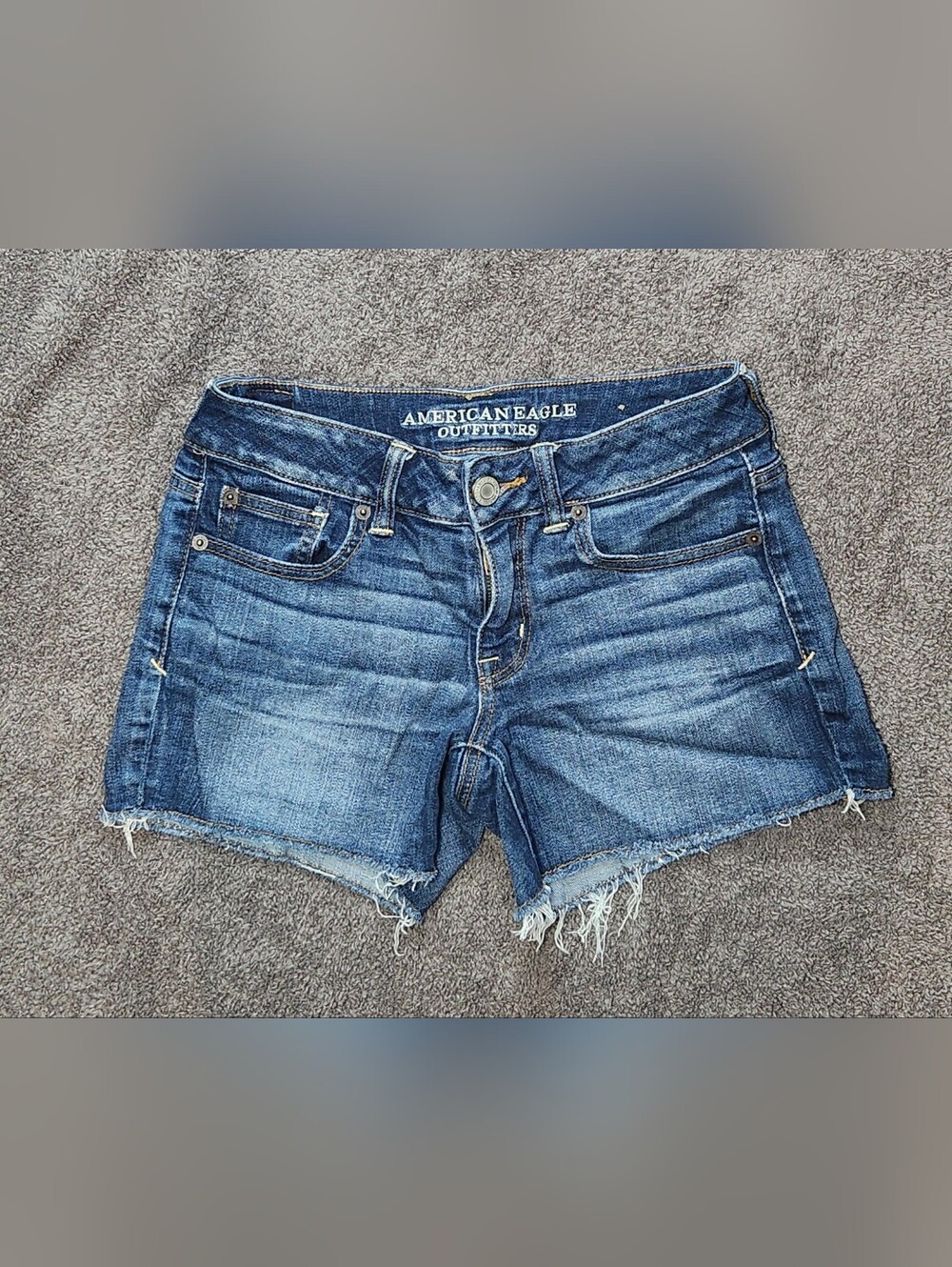 Dark Wash American Eagle Low Rise Cutoff Denim Shorts